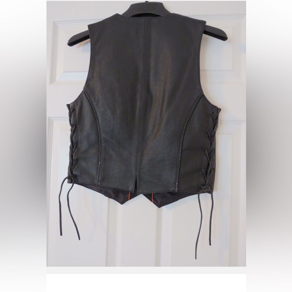 Vintage First Classics Black Leather Motorcycle Biker Vest - Picture 2 of 14